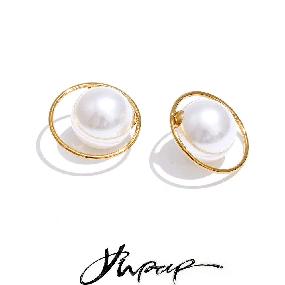 Yhpup Earrings Pearls Stud