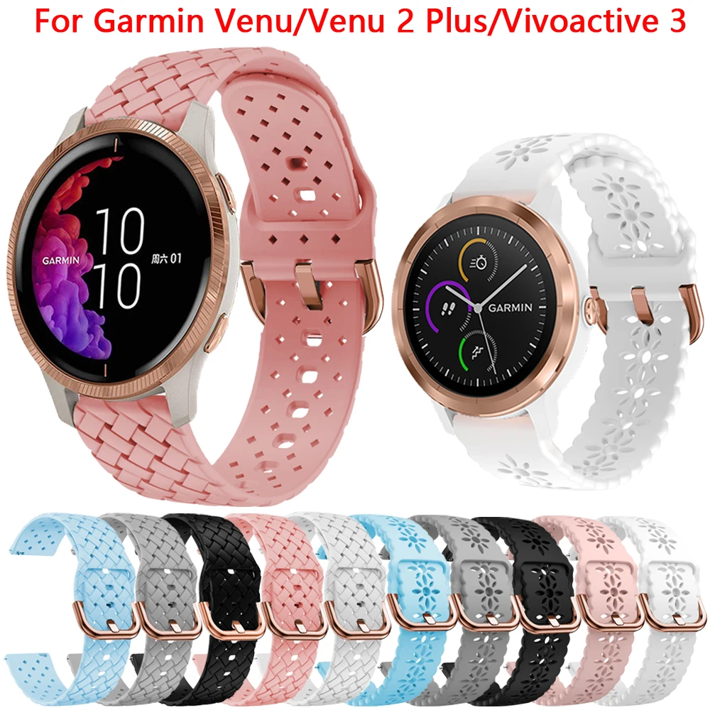 Silicone Starp Band For Garmin Venu 2 Plus Sq 20mm Soft Wristbands