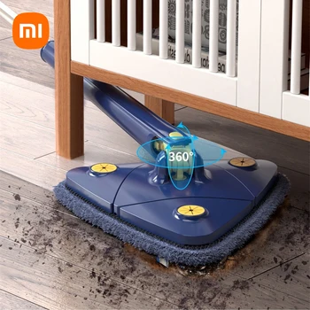 XIAOMI Self-wringing Triangle Extended Mop X Type Microfiber Floor Squeeze Free Hand Washing Lazy Tool Rotate Household Cleaning