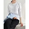Mulberry Silk Cotton Long Sleeve T-shirt Women Round Neck V-neck Smooth Basic Loose Tops 2