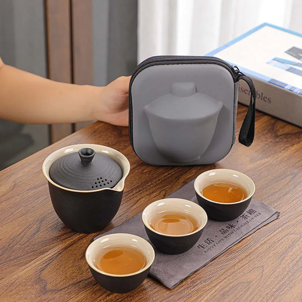 

1 Pot Fills 3 Cups Tea Travel Tea Set Portable Single Kung Fu Teaware Sets Outdoor Camping Tea Culture Lovers Gift
