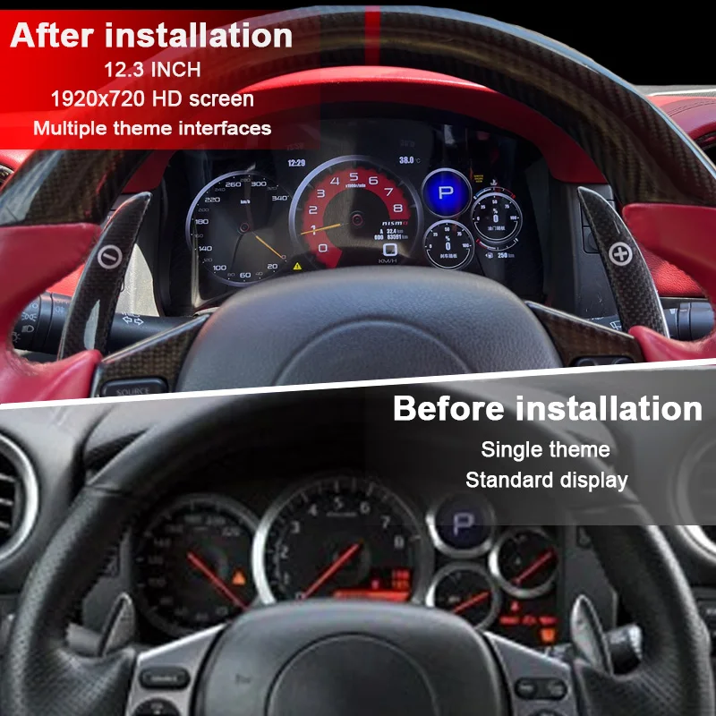 Pantalla de grupo de instrumentos digitales adecuada para Nissan GT-R 2009-2017, actualización de velocímetro, tablero, Panel, Gaug, cabina Virtual 2