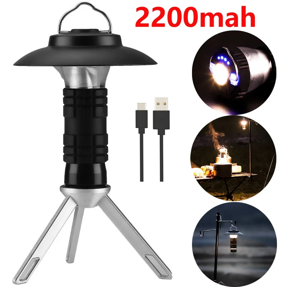 

2200mah Camping Lamp Light with Magnetic USB Rechargeable Portable Outdoor Flashlight Lighting Tent Lantern Hanging Lamp