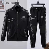 Ensemble deux pièces en pur coton pour homme, marque de mode de luxe léger Plein Skull, style punk, printemps et automne, ensemble de fête hip-hop, sports de plein air 1