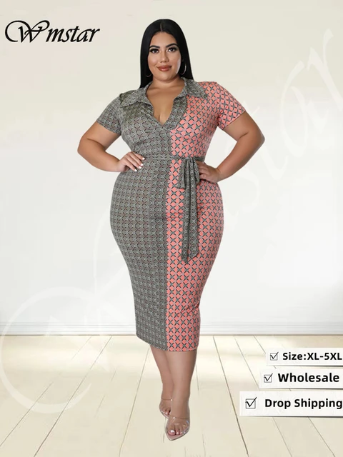 Wmstar Plus Size Women Clothing Dresses with Lace Up Patchwork Bodycon  Stretch Elegant Plaid Maxi Dress Wholesale Dropshipping - AliExpress