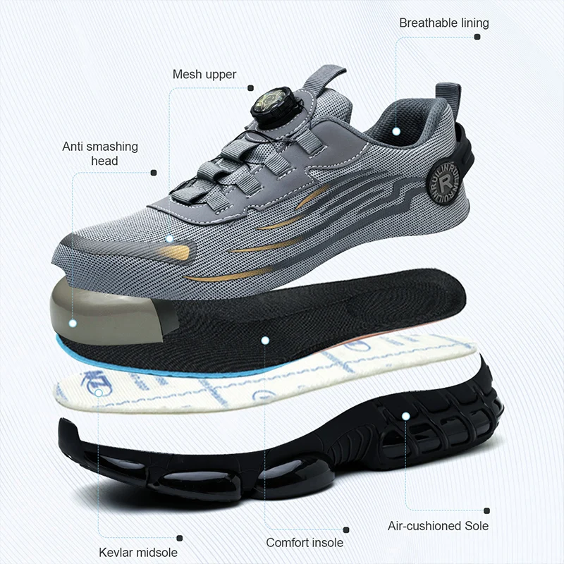 Men' Safety Shoes Protection And Elastic Boots Fashionable Breathable Odor Work