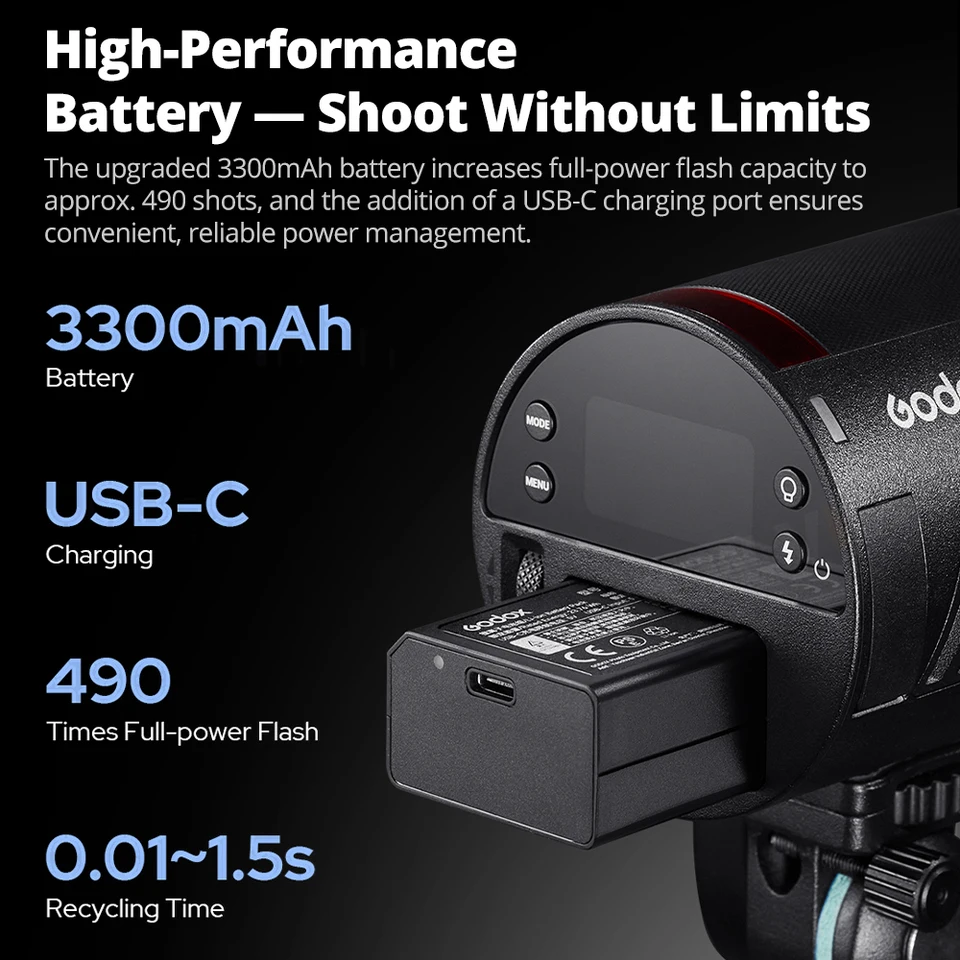 새로운 Godox AD100PROII AD200PROII AD300PROII AD400PROII AD600PRO II 2세대 플래시 TTL 플래시 (니콘, 캐논, , 후지, 올림푸스용)