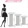 3PCS Square Pedestal Stand for Party,White Wood Display Pedestal Stands for Parties,Fluted Plinth Pillars Table Stands 2