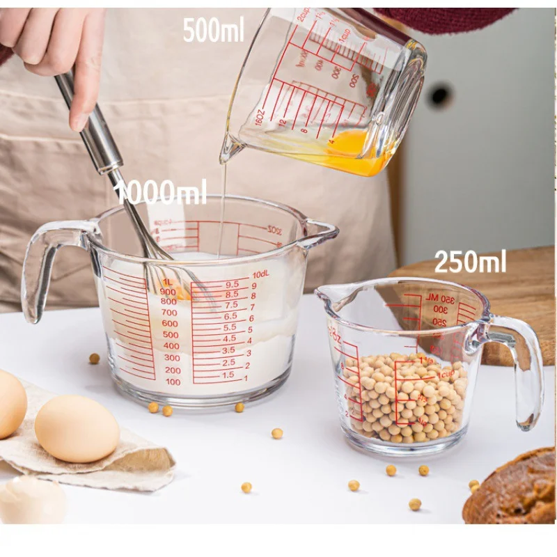 Large-capacity Glass Measuring Cup With Graduated Handle Home High