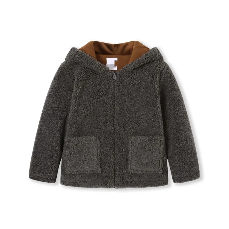 Children Jackets Boys Woolen Coat Plush Children Korean Autumn Winter Baby Thick Cotton Coat Casual Children Clothing