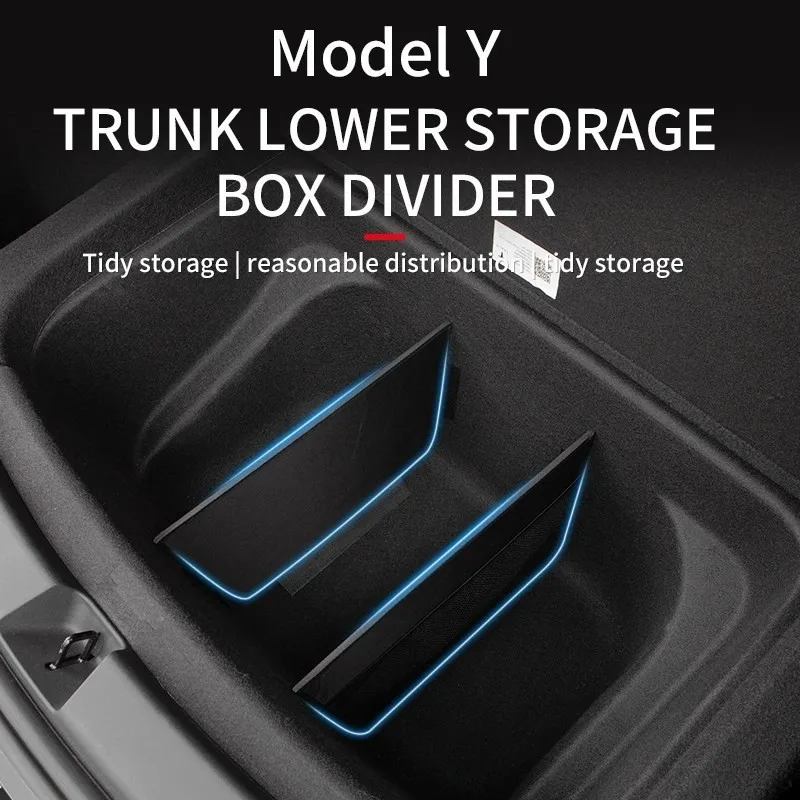 

Car Rear Trunk Lower Storage Organizer Partition Board For Tesla Model Y 2021-2023 Accessories Trunk Storage Divider