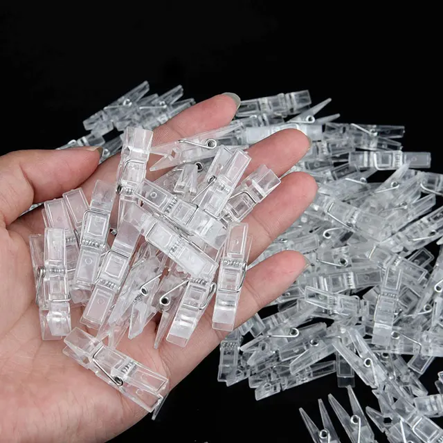50/100 Darabos Mini Fotó Klipek Átlátszó Rugós Műanyag Lógó Klip Törülköző Clip Ruhacsipesz Diy Fali Dekoráció - Image 2