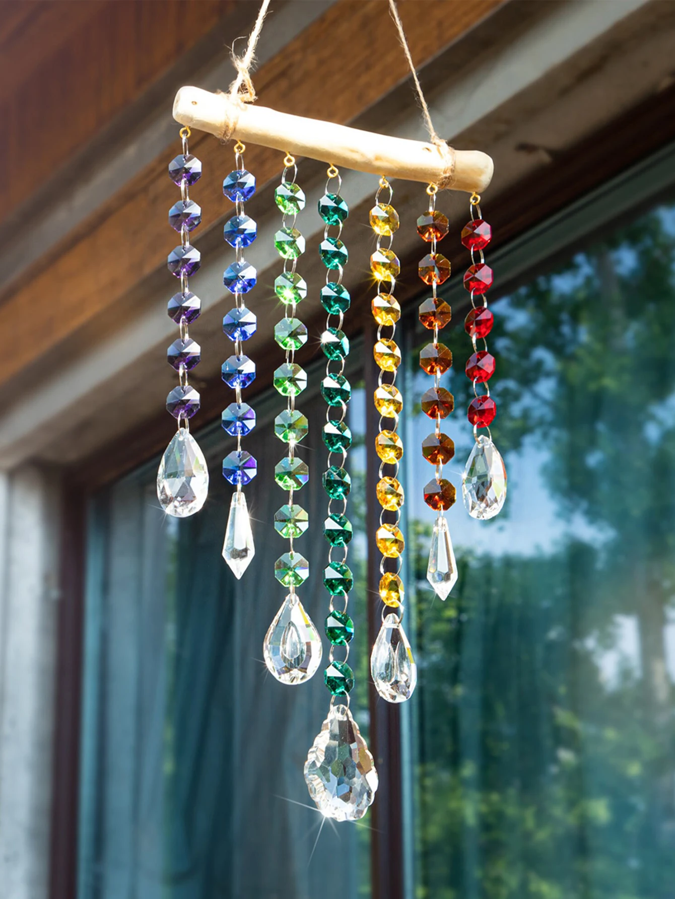 1pc Crystal Wind Chime Pendant Outdoor Gardening Window Room Hanging Wall Decorations outdoor wind chimes wind bell pendant