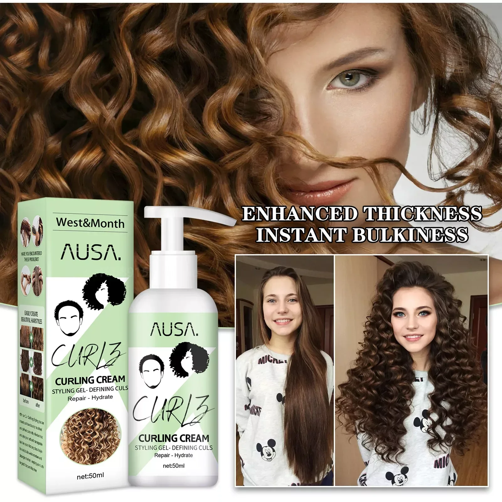 Hair Curly Cream Hair Styling Products Booster Defining Curl Enhancer Moisturizing Repair Cream Para Cabelo Cacheado