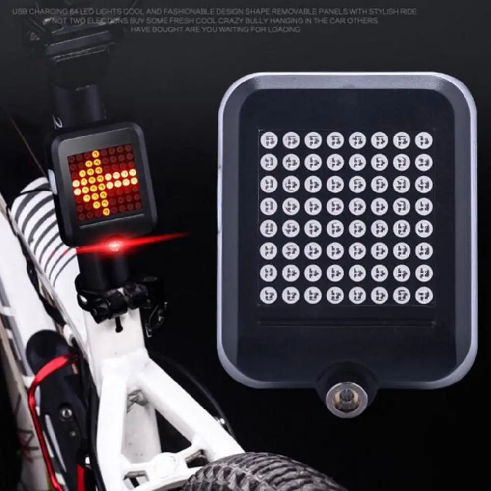 Bike Lights Front USB Rechargeable Warning Turn Signals Lamp 64 LED Automatic Indicator Bicycle Rear Taillight Luz Bicicleta 2pcs led motorcycle turn signal lights front rear blinker indicator universal waterproof 12v motorbike flashers lamp accessories