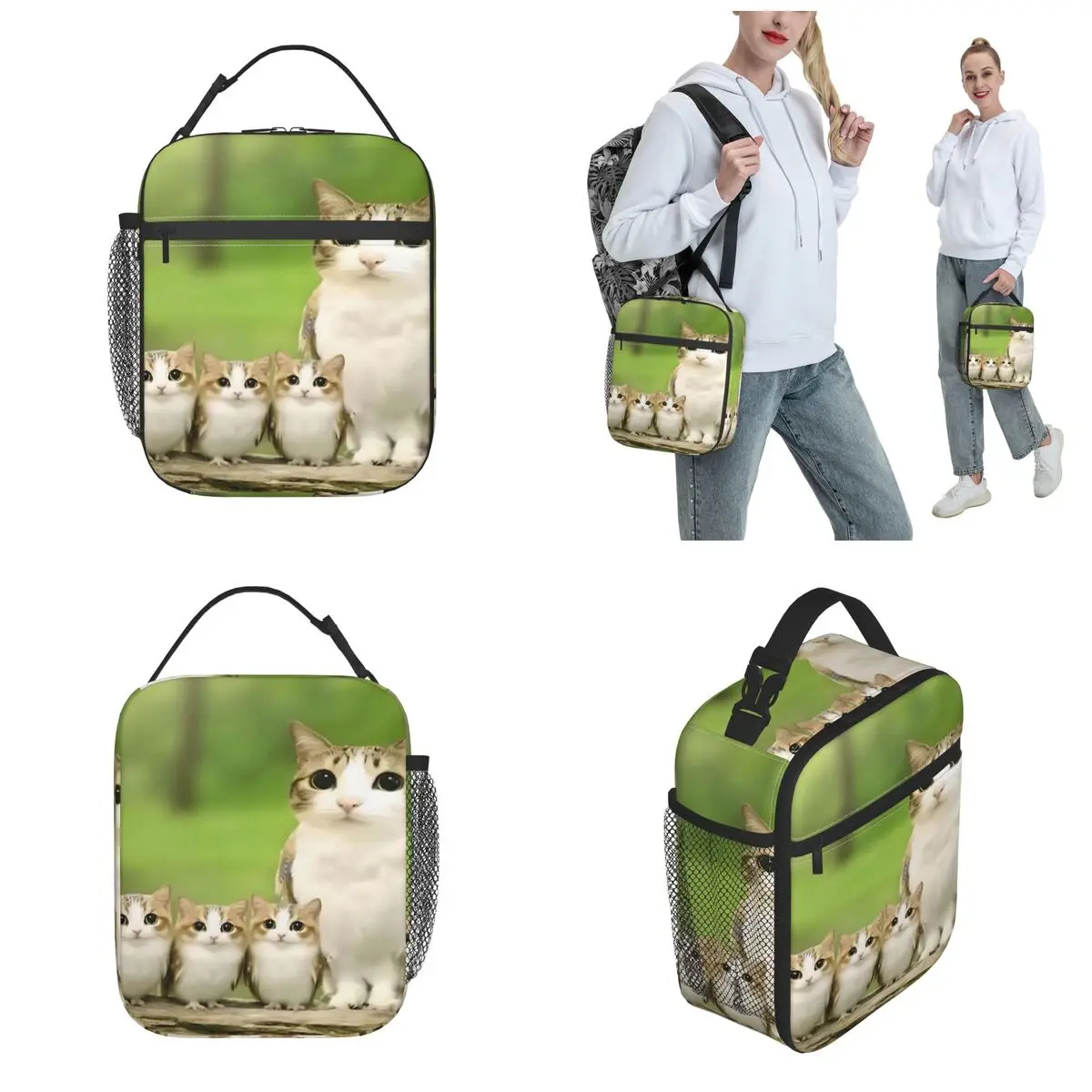 Meowl Cat Owl Meme 절연 도시락 가방 식품 용기 여행용 휴대용 쿨러 ..