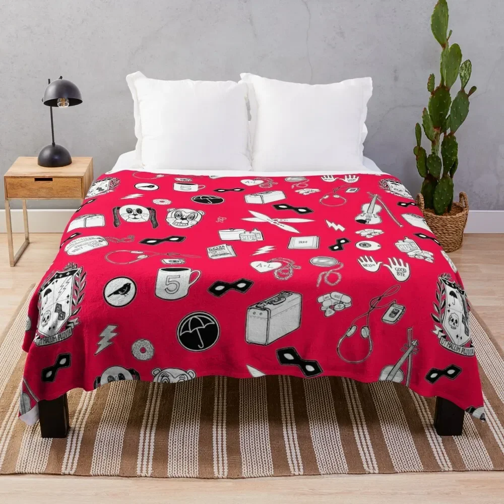 The Umbrella Academy Pattern - Coral Red Throw Coperta Divano Regali Di Natale Coperte