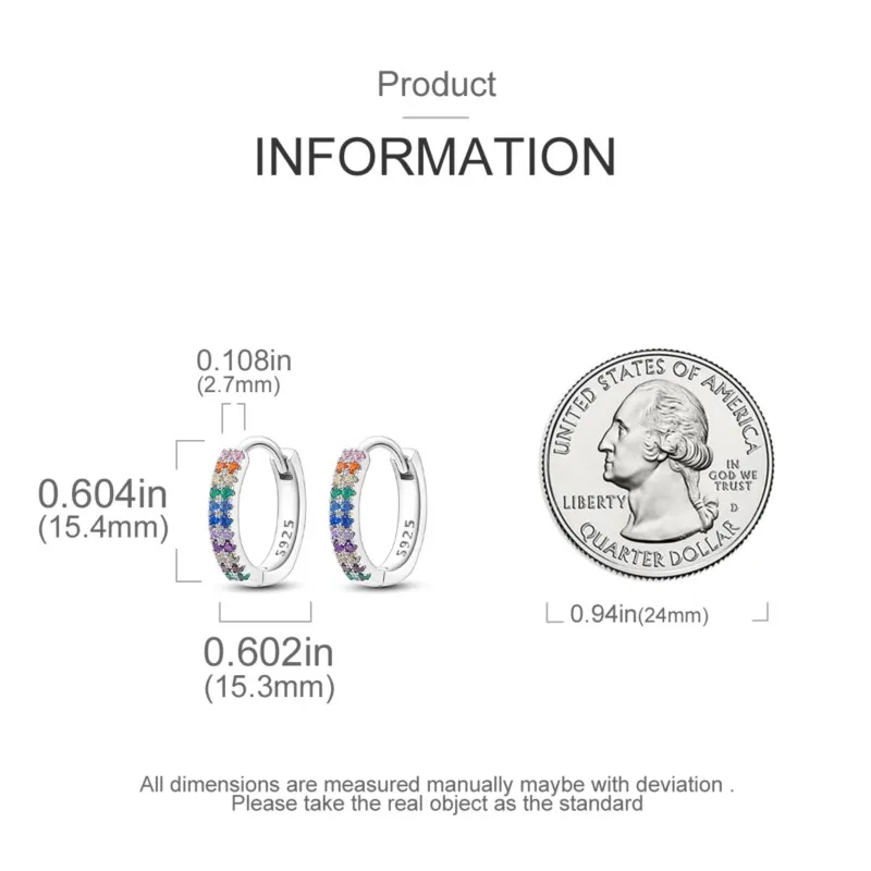 MISEFF Real 925 Sterling Silver Earring Gradual Change Green Blue Colored Zircon Hoop Earrings Engagement Wedding Jewelry Gifts
