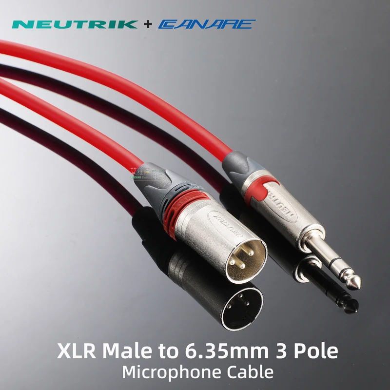 Neutrik XLR Male Plug to 6.35mm TS TRS Jack Audio Line 6.5mm 2 3 Pole