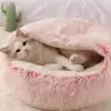 Cat Bed Round Plush Fluffy Hooded Cat Bed Cave, Cozy for Indoor Cats or Small Dog beds, Doughnut Calm Anti-nxiety Dog Bed 5