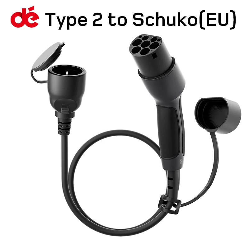 Adaptateur Type 2 (voiture électrique) Vers Prise Schuko Avec Interrupteur - Pour Câble De Charge 16A - Couleur Rouge - 7
