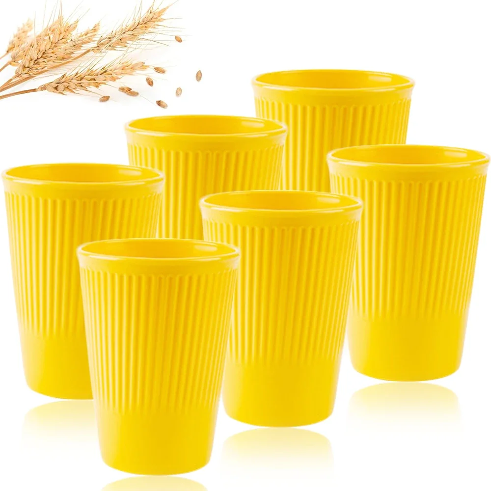 Eco-Friendly Wheat Straw Unbreakable Multi-Purpose Biodegradable Drinking Cups, Set of 6, BPA-Free