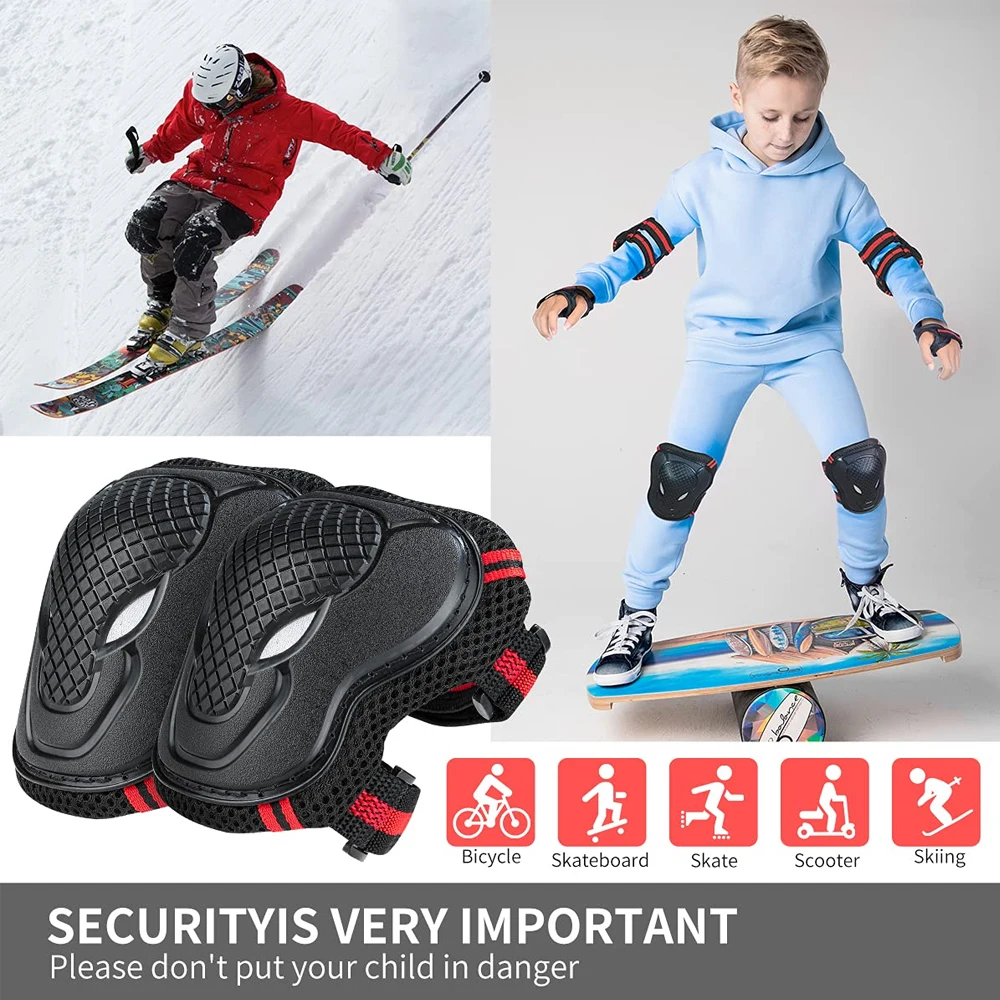 6PCS Knee & Elbow Pads Set with Wrist Guards Multi-Sport Protective Gear for Kids/Adults Cycling Skating Riding Safety