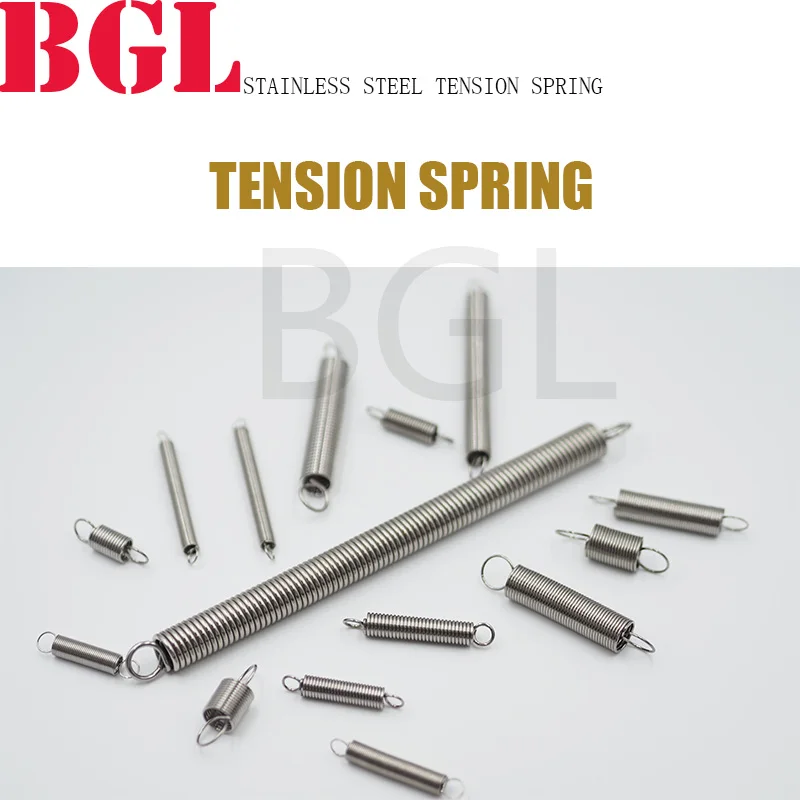 5pcs/lot Tension spring 0.8mm、1mm 304 stainless steel extension spring OD 5mm-12mm length15mm to 120mm