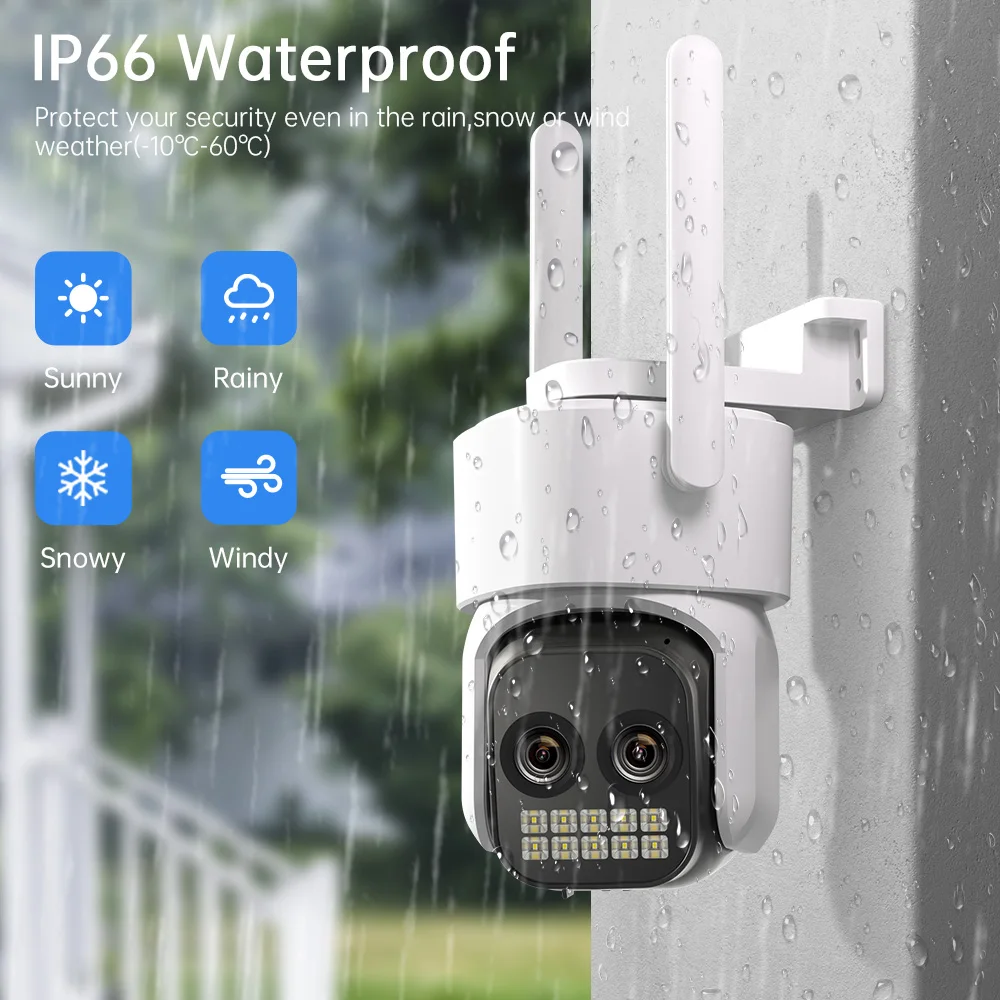 10MP WiFi Camera PTZ Outdoor Dual Len Human Detection 8X Digital Zoom Two-Way Au