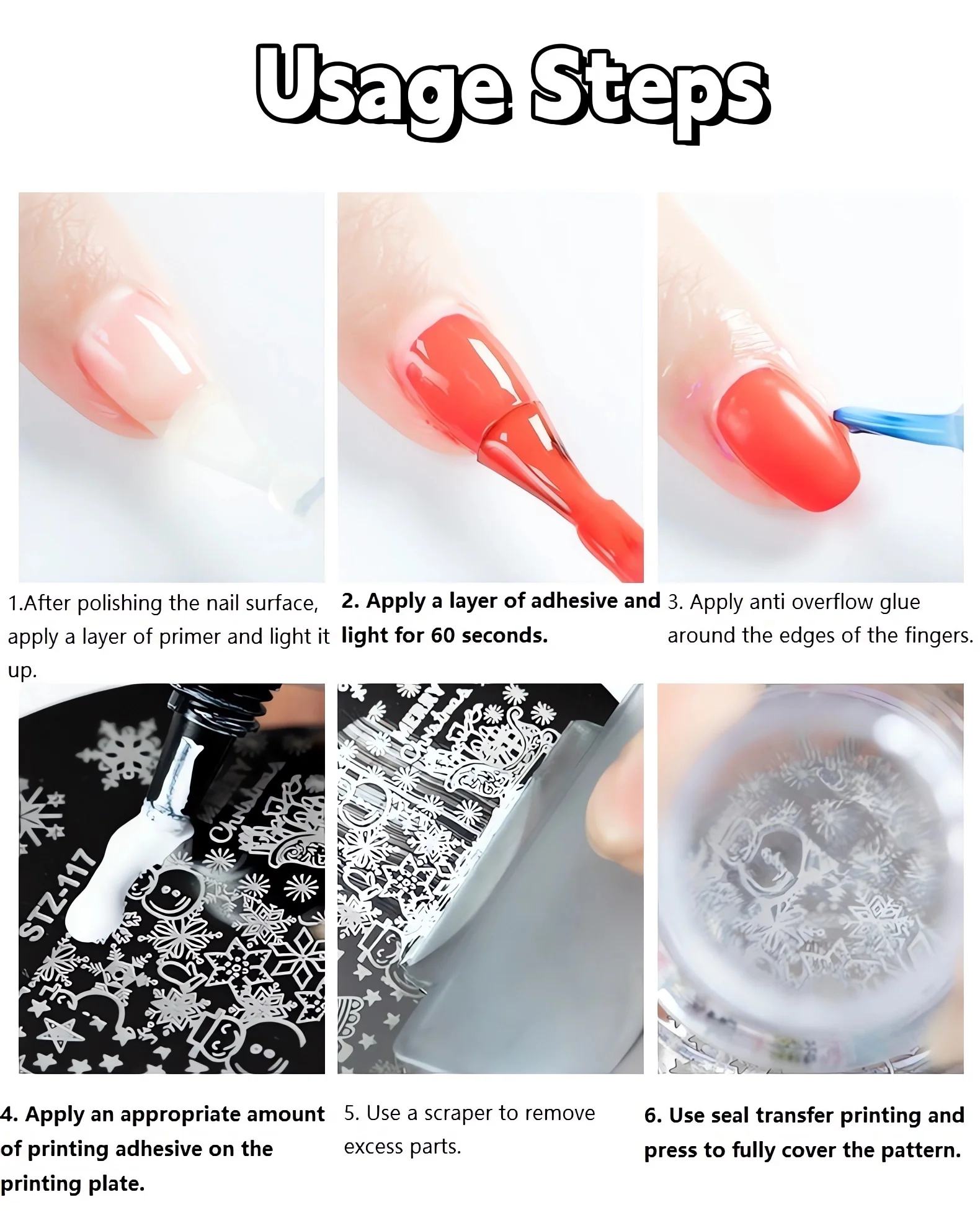 Description Picture 2 of item3D Nail Stamping Plates for Flower Leaves Butterfly Geometric Designs - DIY Nail Art Templates Printing Stencil Tools