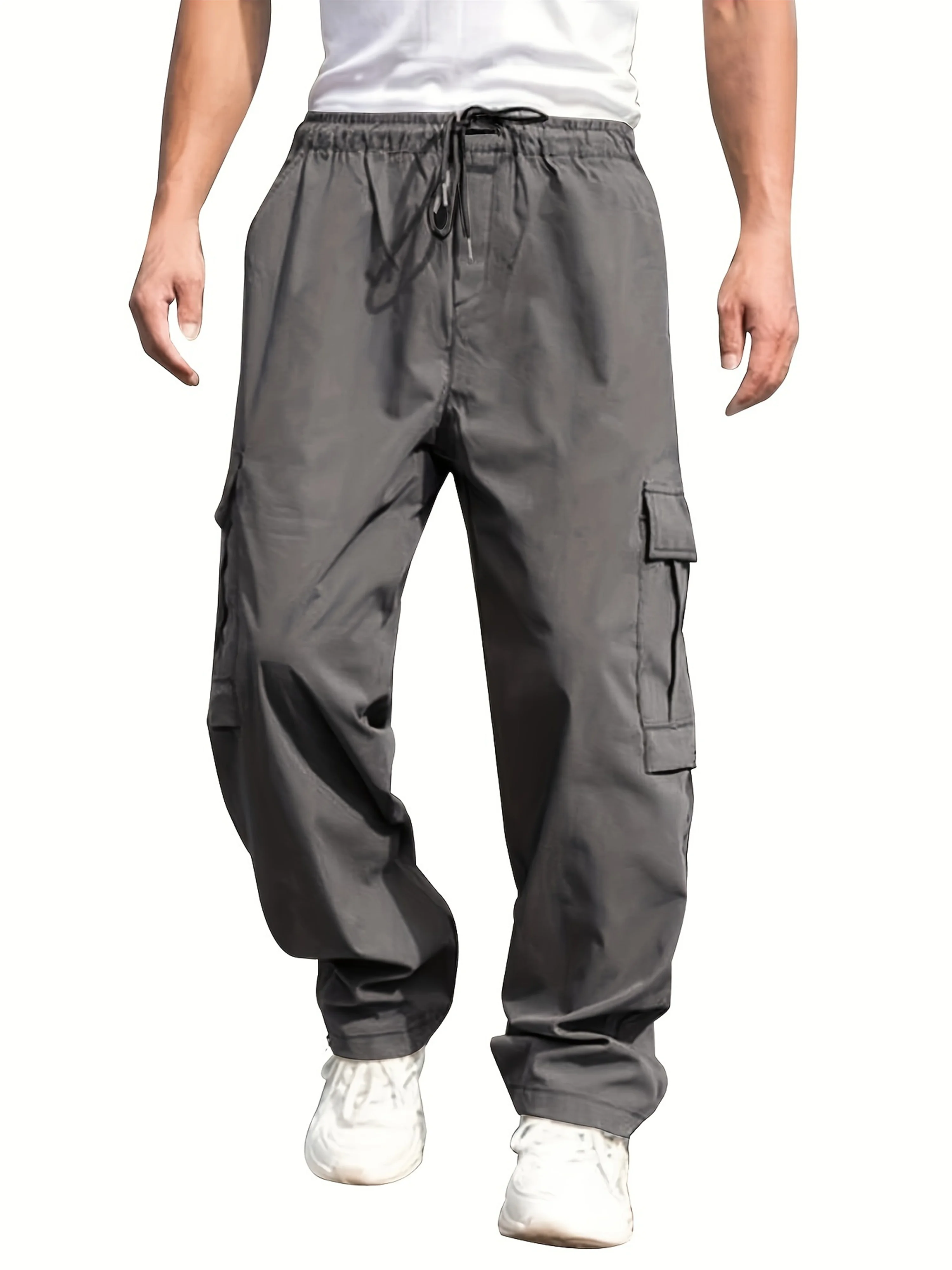 Men's multi pocket work pants outdoor sports military uniform pants pure cotton casual loose straight leg men's long pants