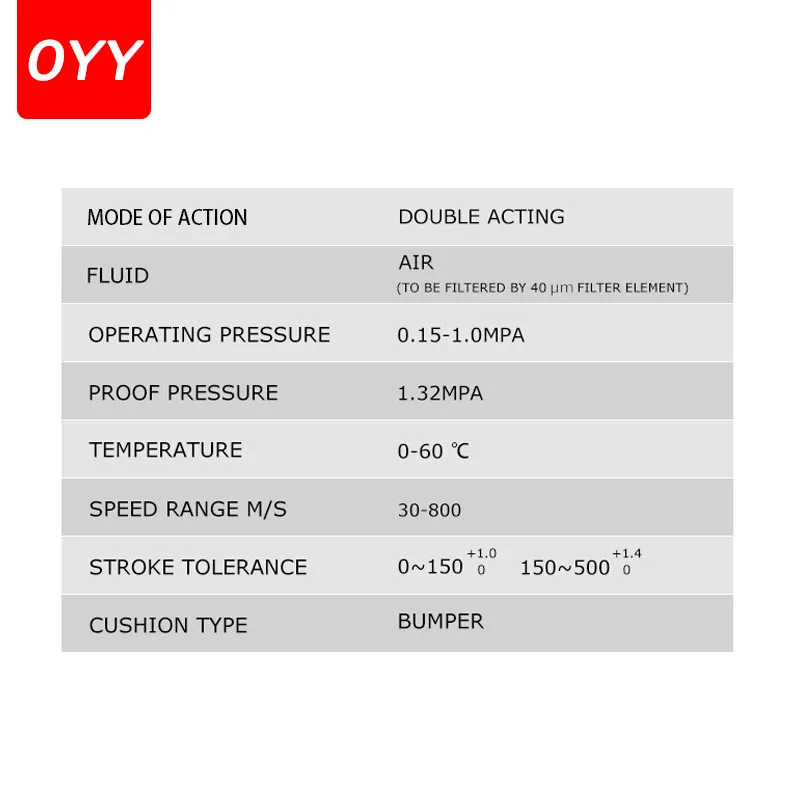 Air Pneumatic Cylinder Double Compressed Various Sizes