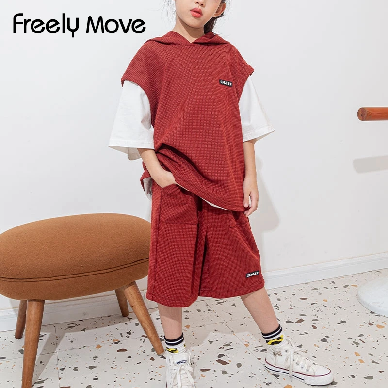 Freely Move 2022 Fashion Toddler Children Boys Girl Summer Clothes Sets