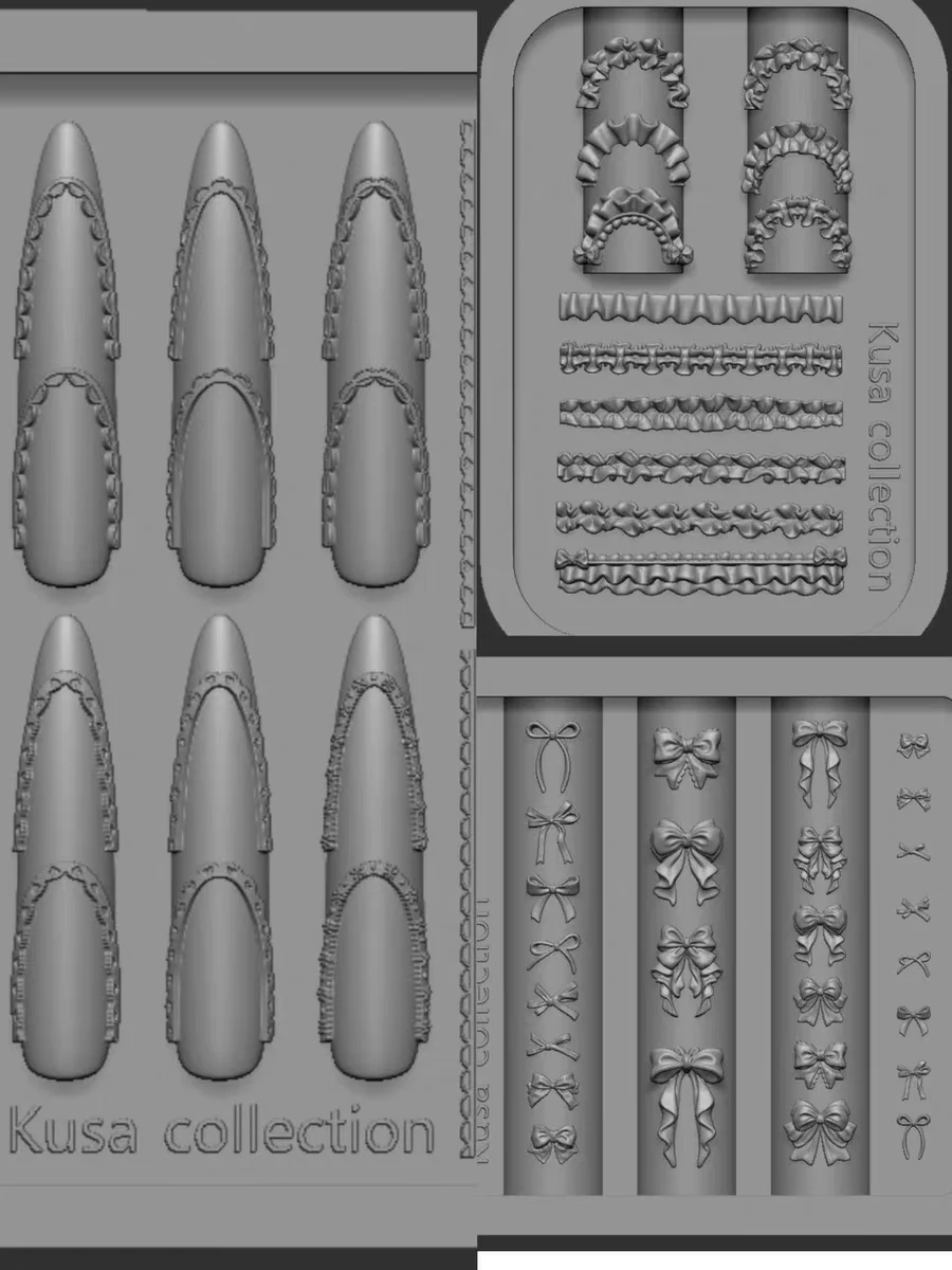 1개 나비 별 비즈 체인 레이스 리본 3D 아크릴 몰드 네일 아트 장식 네일 DIY 디자인 실리콘 네일 템플릿 네일 몰드