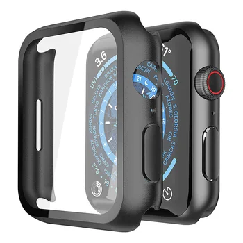 Vidrio templado + funda para Apple Watch Ultra 3 2 49 45 41 40 44 42 46 mm, funda protectora de PC para iWatch 11 10 SE 9 8 7 6 5