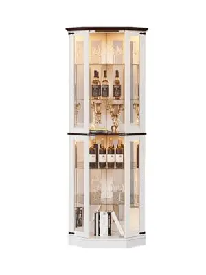 Farmhouse Display Curio Cabinet with LED Lights