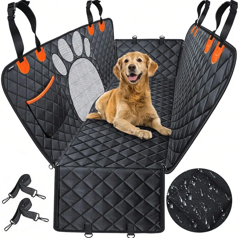 Dog Car Seat Cover Back Seat Waterproof Dog Car Hammock Visual Mesh Window Side Zipper Door Protec dog car door protector