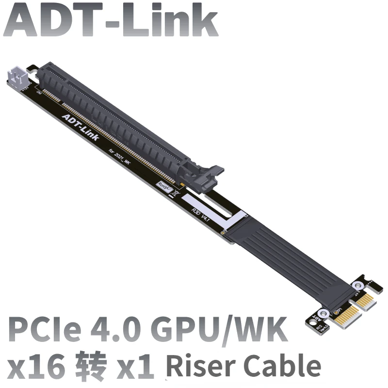 

ADT-Link Graphics Cards GPU Riser Extension Cable PCIe 4.0 x16 To x1 Riser Card Adapter For AMD Nvidia BTC Mining (Gen4 16G/Bps)