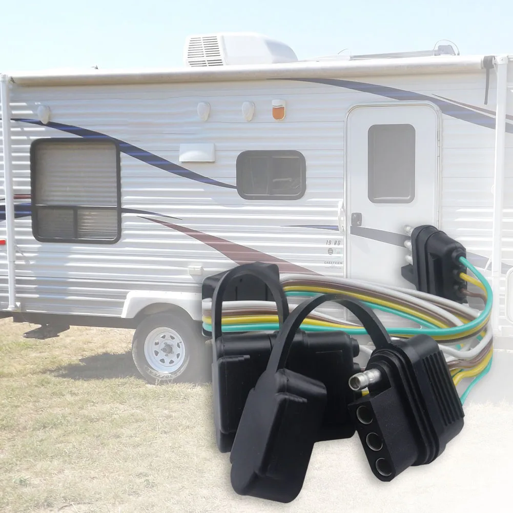 4 Pin Trailer Wiring Harness Trailer Hitch Wiring Cable Tow Harness Flat for Rewiring Light RV Boat