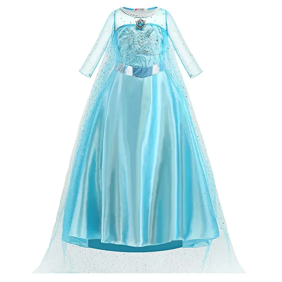 Mädchen Sommer Shiny Casual Kleid für Kinder Geburtstag Party Elsa Anna Dress Up Tuch Schnee Königin Karneval Halloween Cosplay Kostüm – Detail 17