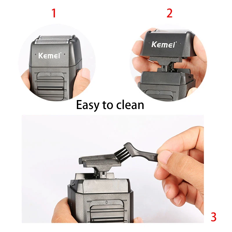 Kemei 남성용 충전식 무선 면도기 트윈 블레이드 왕복식 수염 면도기 페이스 케어 다기능 강력 트리머 KM-1102