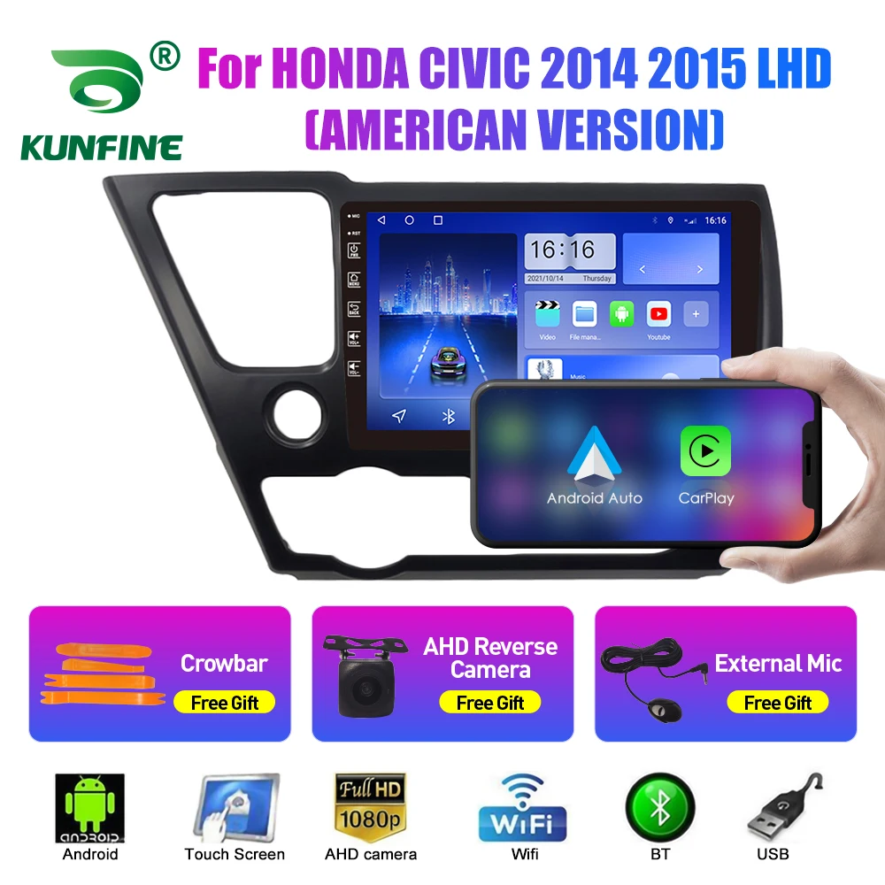 

Автомагнитола для Honda CIVIC, мультимедийная стерео-система на Android, с восьмиядерным процессором, DVD, GPS, видеоплеером, 14-15 LHD, типоразмер 2DIN