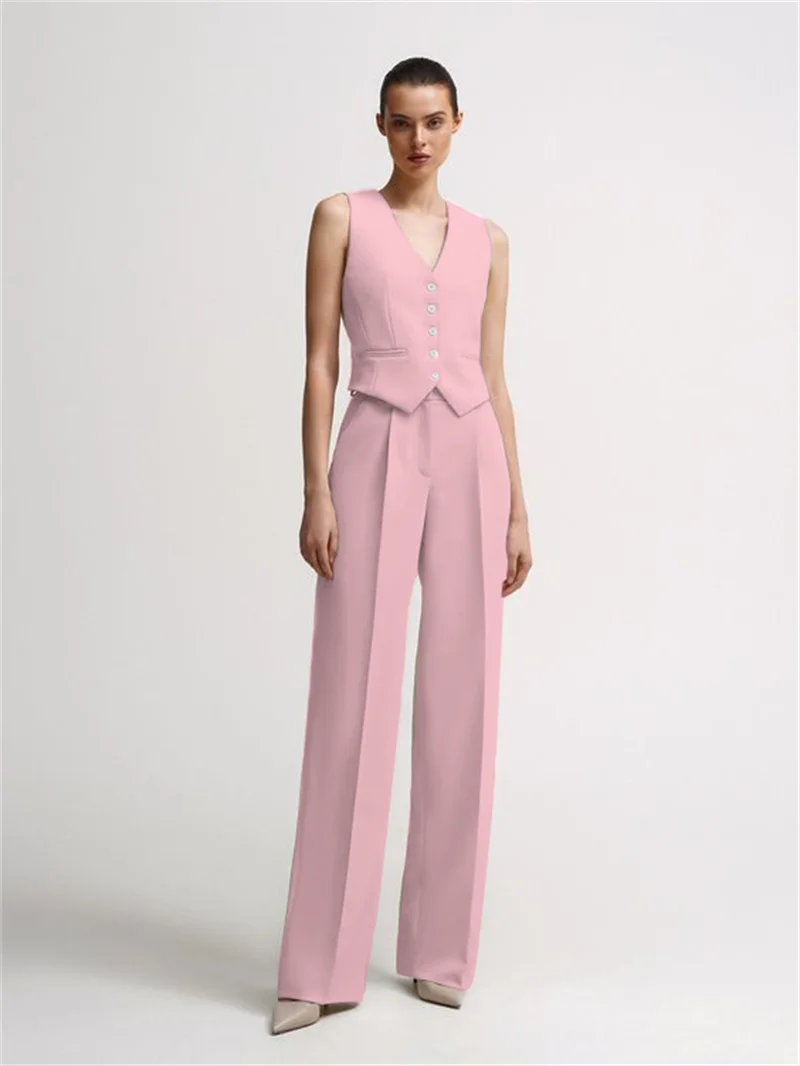 Women's 2-piece suit vest and trousers set - Elegant casual vest and trousers set - the perfect choice for office and leisure