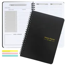 Weekly Goals Spiral Planner - A5 Agenda Notebook for Daily Planning and Future Achievement (Blcak)