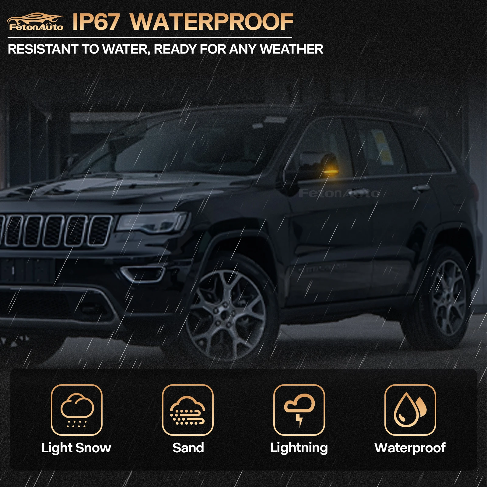 Janeepoch Indicatore Laterale per Jeep per Grand Cherokee Wk2 2010 2011 2012-2020 Dinamico Indicatore Direzione Luce Specchio Retrovisore Lampeggiante Ripetitore della Lampada
