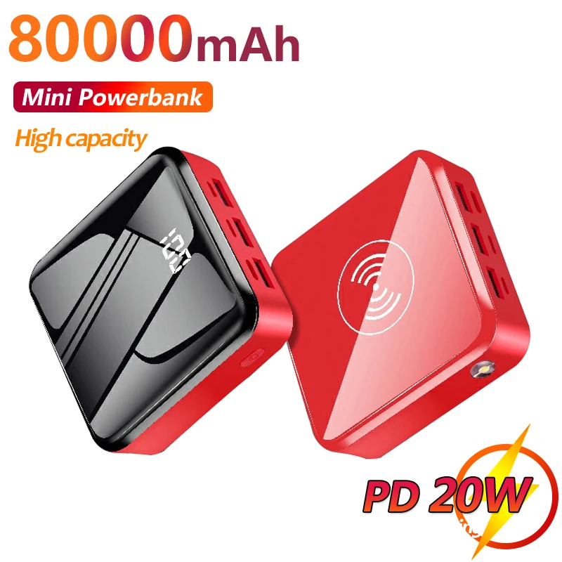 power bank 5000mah Mini 80000mAh QI Wireless Fast Charging Power Bank with 3USB Ports Digital Display External Battery for IPhone Xiaomi Samsung power bank 30000mah