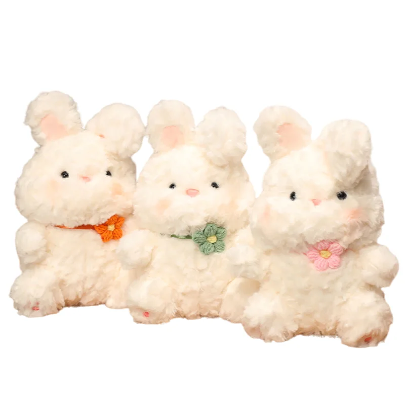 New Kawaii Creative Rabbit With Flowers Soft Plush Toys Smoothing Dolls Sofa Decoration Girls Kids Birthday Christmas Presents