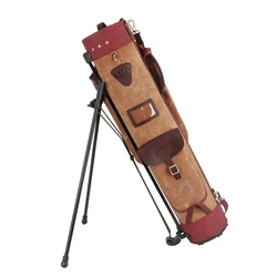 Tourbon Vintage Golf Club Stand Bag Support Carry Cart Travel Portable Case Staff Pack Rain Cover Large Capacity Carrier