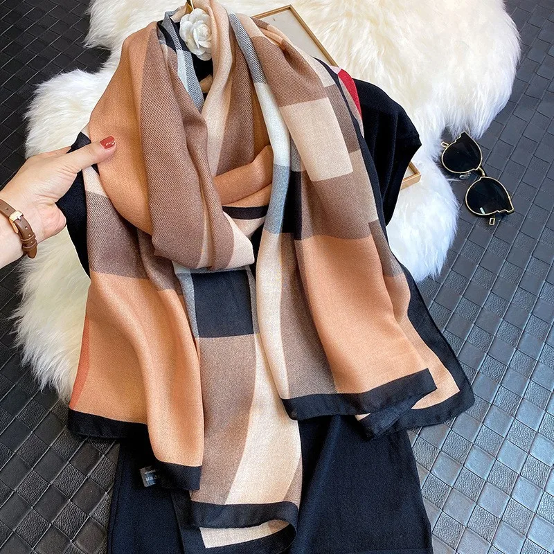 90*180cm New Brand Cotton and Hemp Feel Scarf Women's Winter Everything Warm Gauze Scarf Dual-use Shawl Beach Scarf Headscarf