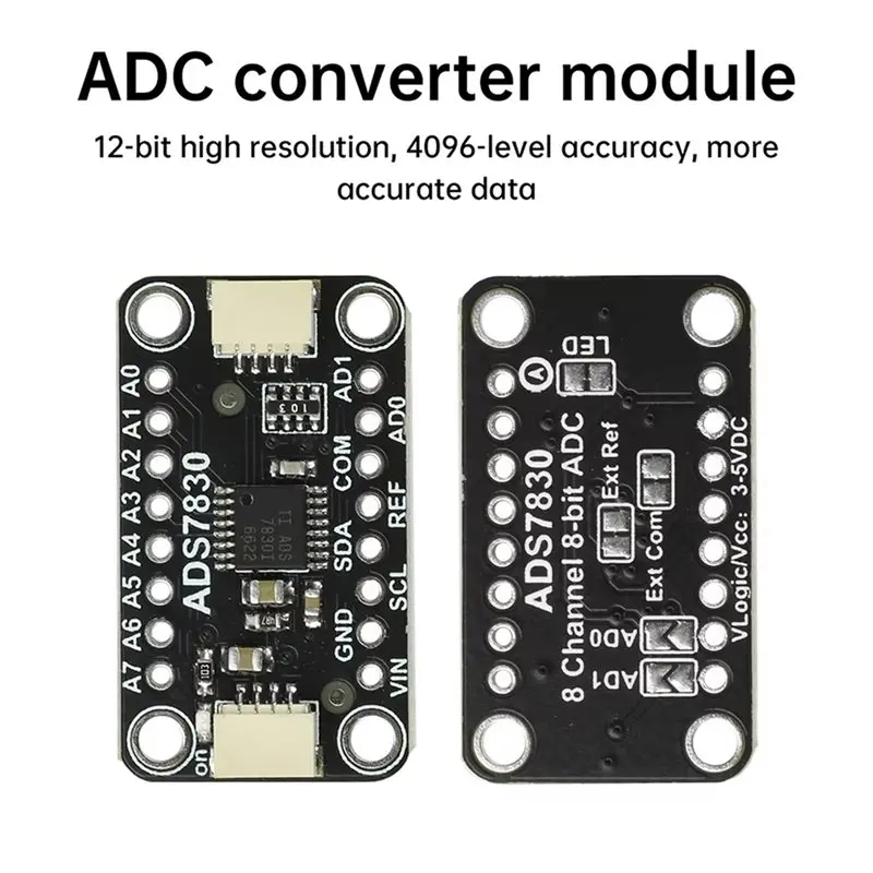 JABS-DC 2.7V-5.5V 5836 ADS7830 Stemma Qt Qwiic 인터페이스와 호환되는 8비트 ADC 아날로그-디지털 변환기 모듈